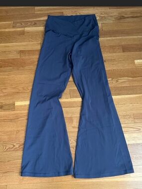 Aerie Blue Flare Legging Yoga Pants with Wide Crossover Waistband